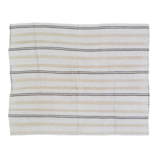 Vintage Turkish Flatweave Hemp Rug, 4'9''x6' For Sale