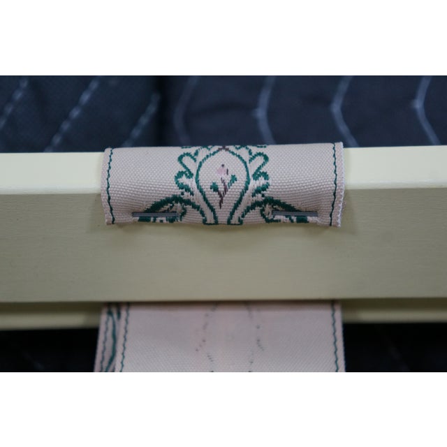Gate House Ivory Contour Leg Wood Luggage Rack With 3 Petit Point Straps For Sale - Image 16 of 16