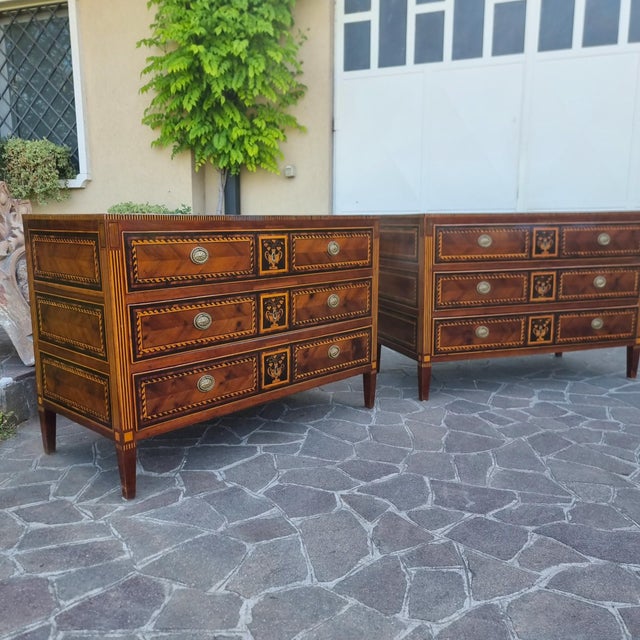 Antique Neapolitan Directoire Chests of Drawers in Walnut, 1760, Set of 2 For Sale - Image 16 of 16
