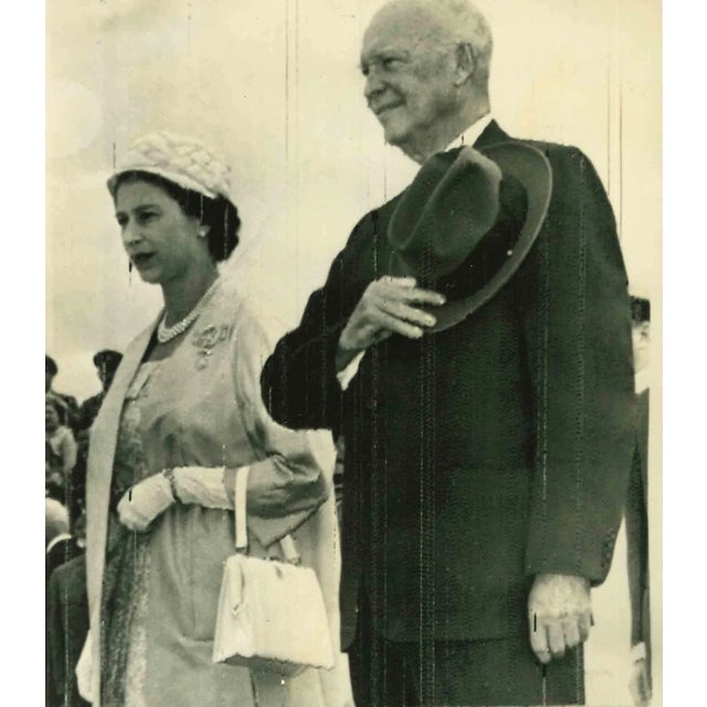 Associated Press Photographer, Queen Elizabeth II and President Eisenhower, Vintage Photograph, 1957 For Sale