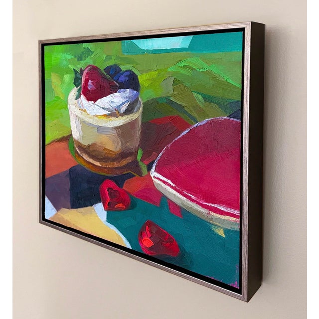 Contemporary Cheesecake & Hearts by Yana Beylinson | Oil on Board Still life of cheesecake and hearts For Sale - Image 3 of 4