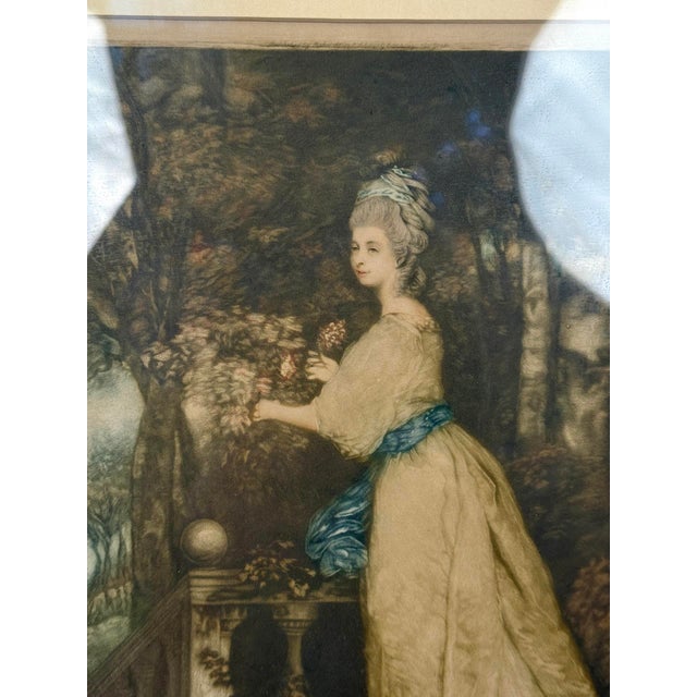 Antique Traditional Mezzotint Engraving "Lady Muster" Framed Art For Sale - Image 10 of 14