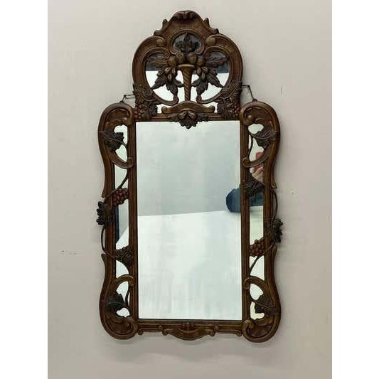 Gesso and Wood Wall Mirror with Grape motif and a top Cornucopia design. Gesso and paint in very nice shape! Wood sub-...