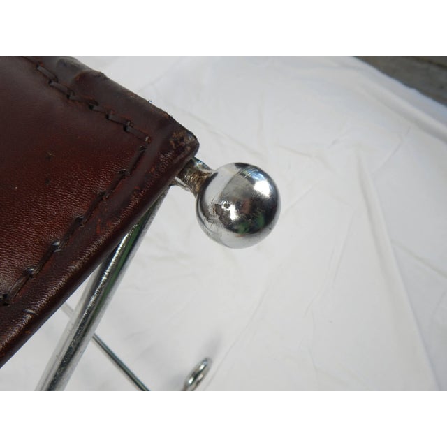 Italian Modern Chrome & Leather Curule Window Seat For Sale - Image 9 of 12