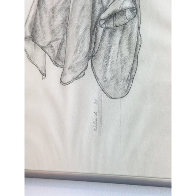 Vintage Quartet of Graphite on Paper Shirt Illustrations, a Set, Circa 1978 For Sale - Image 13 of 17