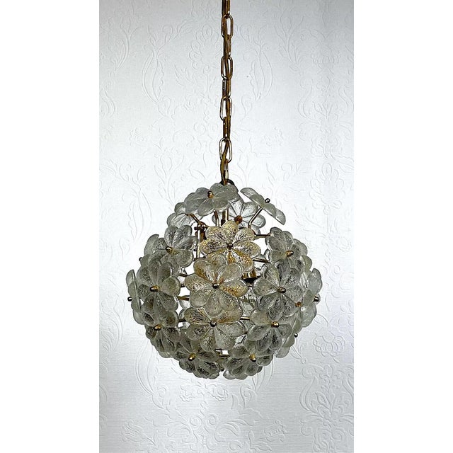 Gold Flowers Hanging Lamp in Murano Glass by Christoph Palme, 1960s For Sale - Image 8 of 12