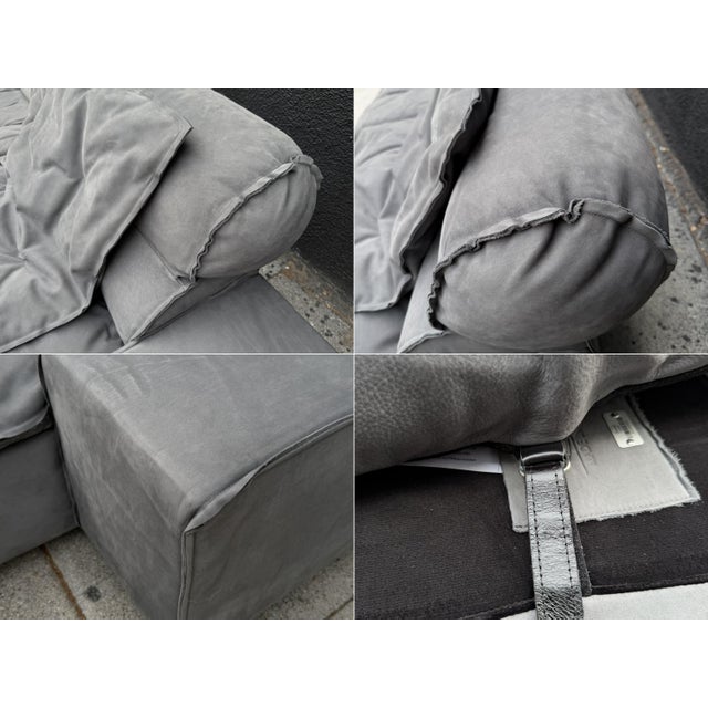 "Miami" Sectional Sofa by Paola Navone for Baxter Upholstered in Gray Leather For Sale - Image 16 of 18