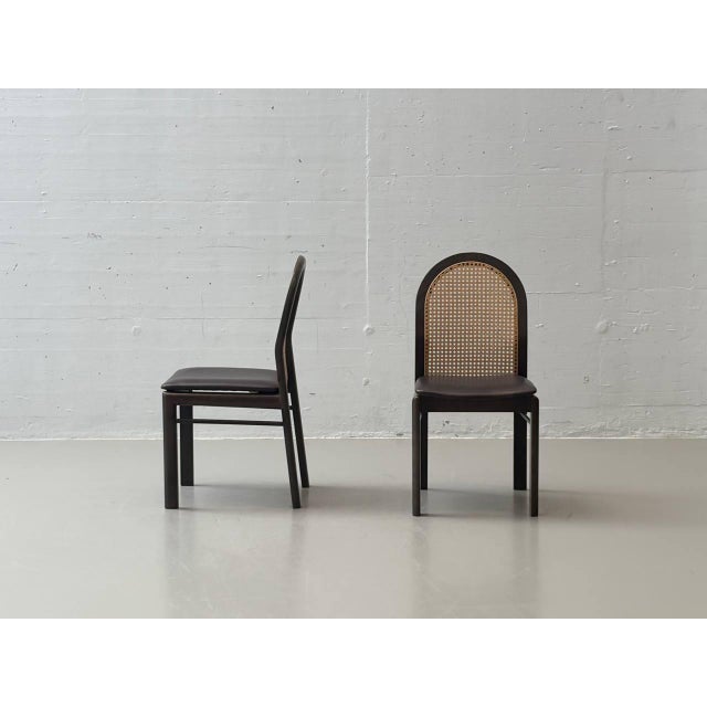 Chairs with Wicker and Leather Seats by Dietiker, 1980s, Set of 6 For Sale - Image 13 of 16