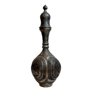 Antique Indo-Persian Tinned Copper Lidded Jar Middle Eastern Islamic Art For Sale