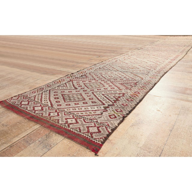 Beige Vintage Zemmour Moroccan Kilim Rug, 03'06 X 21'03 For Sale - Image 8 of 10
