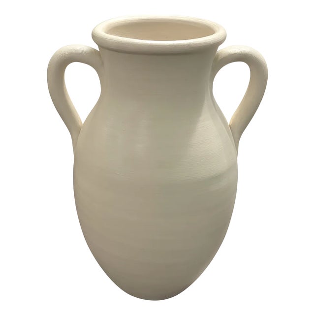 ⸻ Handcrafted Portuguese Amphora Vase – Ivory Matte Finish For Sale