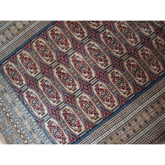 1960s Handmade Vintage Uzbek Bukhara Rug 4.2' X 5.7' For Sale - Image 9 of 10