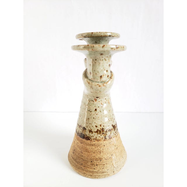Mid Century Modern Studio Pottery Ceramic Candle Holder For Sale - Image 4 of 12