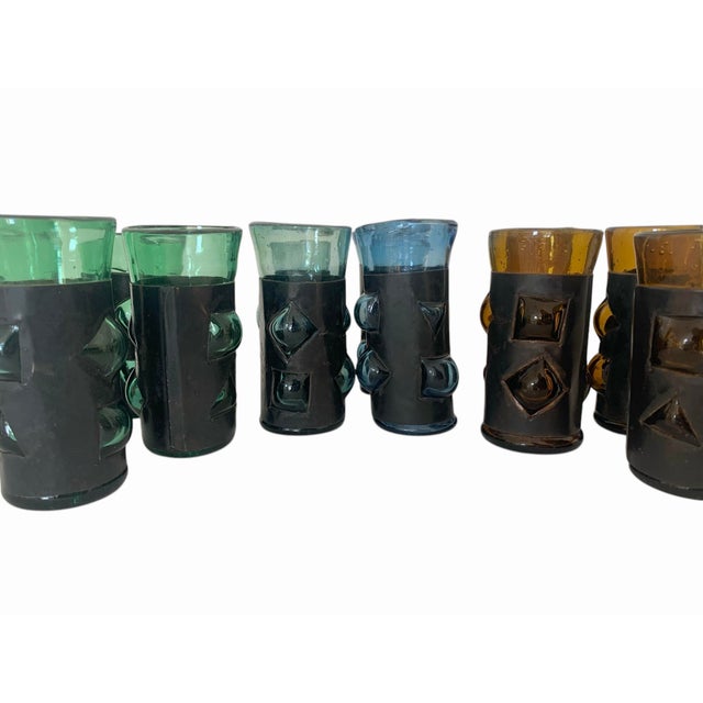 Vintage Brutalist Felipe Derflingher Imprisoned Glass Pitcher and 12 Glasses For Sale In Los Angeles - Image 6 of 8