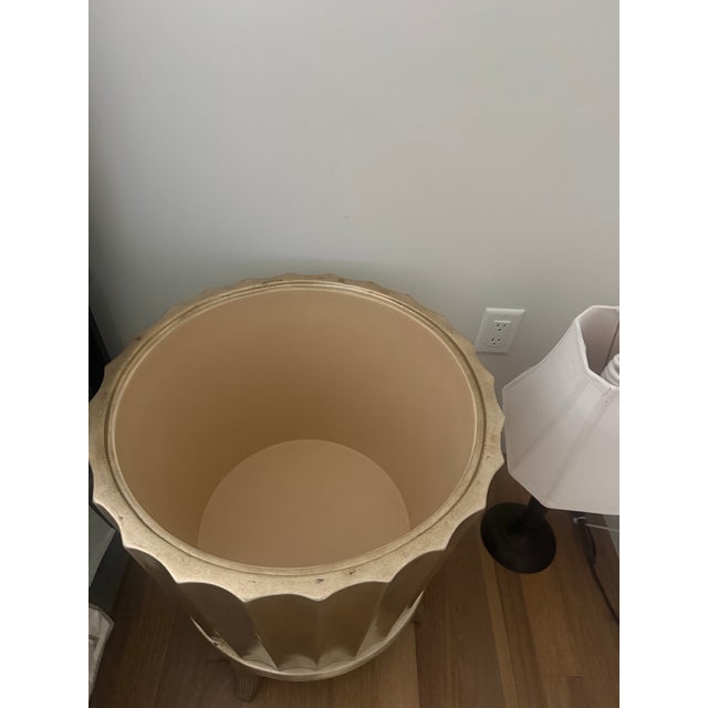 Pair of Neoclassical Gold Fluted Drum Storage Nightstands / Side Tables For Sale - Image 4 of 5