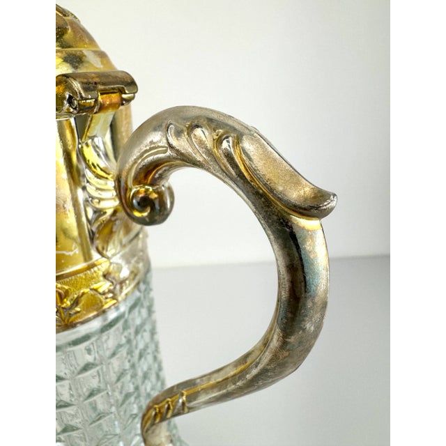 1960s Mid-Century Italian Cut Glass and Silverplate Claret Jug For Sale - Image 15 of 16