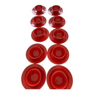 Pottery Barn Enamel Dinner Set of 10 Plates and Bowls For Sale