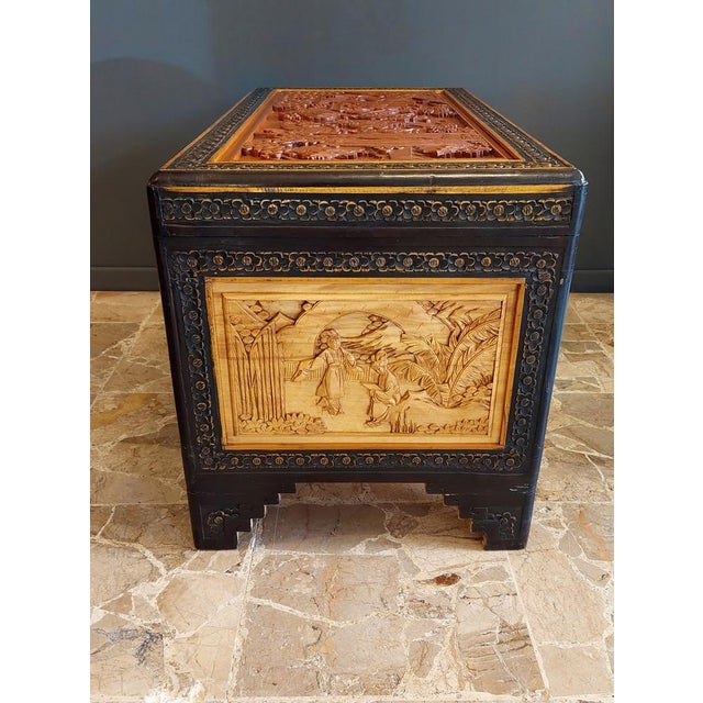 Wood Chinese Inlaid Wooden Case Trunk, 1960s For Sale - Image 7 of 12