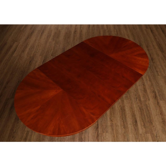 1990s Ethan Allen 'Medallion' Cherry Round Pedestal Dining Table For Sale - Image 5 of 18