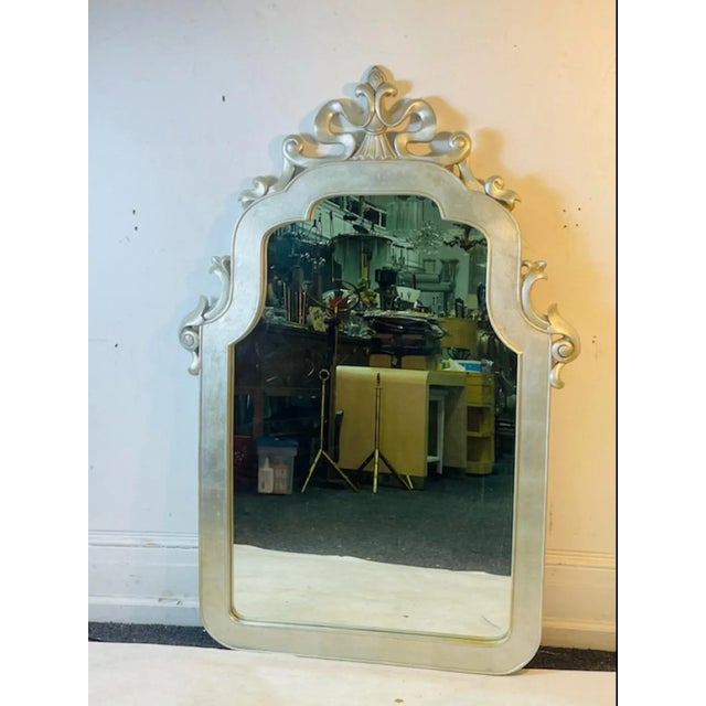 Exceptional Art Nouveau Revival Silvered Leaf Mirror With Modernist Swirling Ribbons, Scrolls And Tendrils Designed in The...