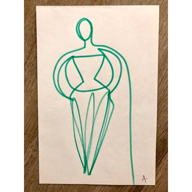 A completely unique and original pair of artworks on paper. Each figure created with a single continuous line. COA...
