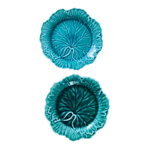 Vintage Green Majolica Wedgwood Cabbage Leaf Wall Plate - Set of 2