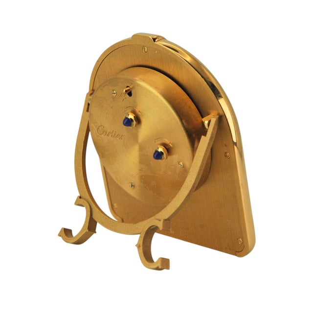 18CT Gold Plated Cased Romane Pendulette Quartz Alarm Clock by Cartier, Paris, 1980s For Sale - Image 10 of 13