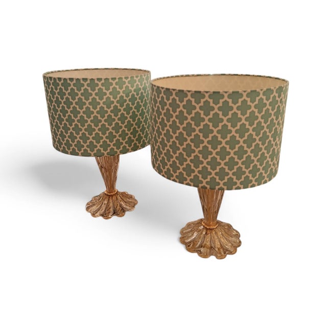 Golden Murano Glass Table Lamps, Set of 2 For Sale - Image 3 of 6