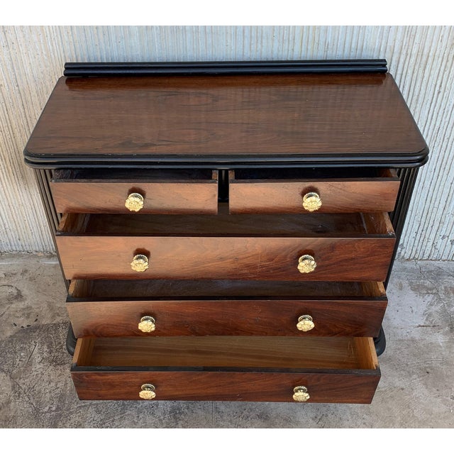 French Art Deco Chest of Drawers With Ebonized Base and Columns For Sale - Image 6 of 8