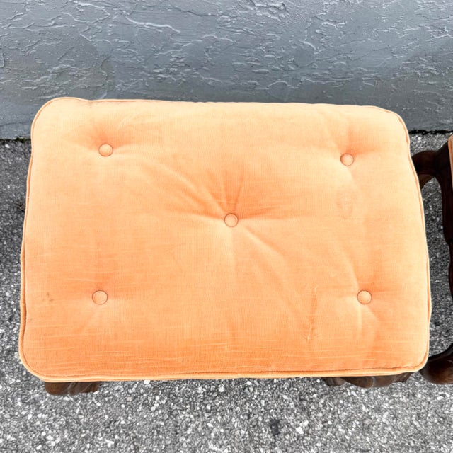 Wood Vintage Louis XV-style Tufted Footstools/Benches by Drexel Heritage For Sale - Image 7 of 8