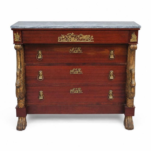 Brown Empire Chest of Drawers with Ancient Egypt Decor For Sale - Image 8 of 9