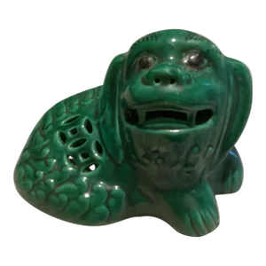 Vintage Chinese Green Glazed Ceramic Foo Dog