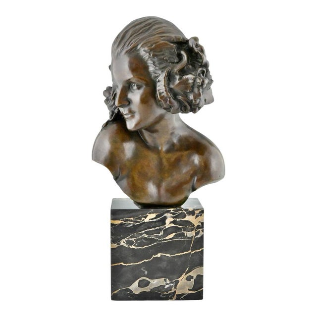Maxime Real Del Sarte, Art Deco The Fauness Bust, 1921, Bronze on Marble Base For Sale - Image 10 of 10