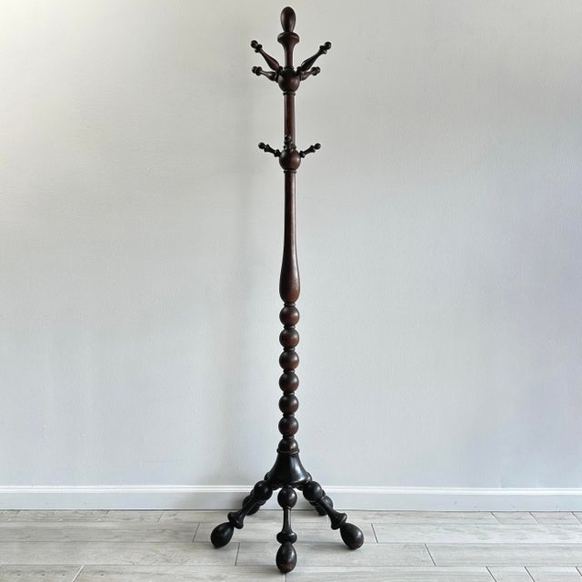 Early 20th Century Ball and Stick Hand Turned Oak Coat & Hat Rack For Sale - Image 15 of 15