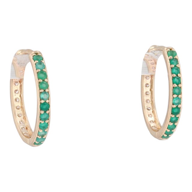 New Nina Nguyen .64ctw Diamond Chalcedony Hoop Earrings 14k Gold Hinged Snap Top - 2 Pieces For Sale