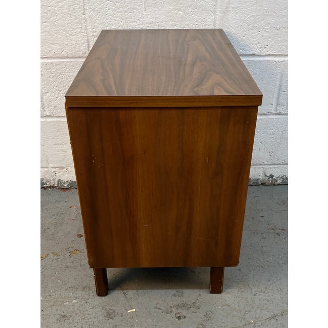 Mid-Century Modern Walnut Cabinet Nightstand With Cane Doors For Sale - Image 10 of 13