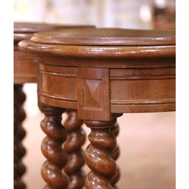 Pair of 19th Century French Louis XIII Demi-Lune Oak Console Tables For Sale In Dallas - Image 6 of 10