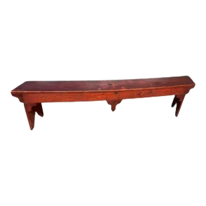 19Thc Original Red Painted Rounded Bench