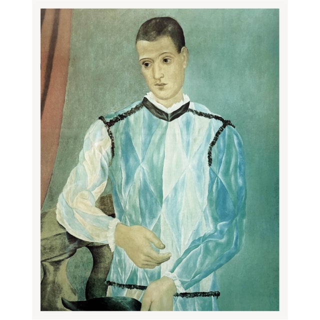 Original exhibition poster. Museo Picasso Barcelona, Palacio Aguilar. Offset lithograph, c. 1960s. The Arlequin of 1917 is...