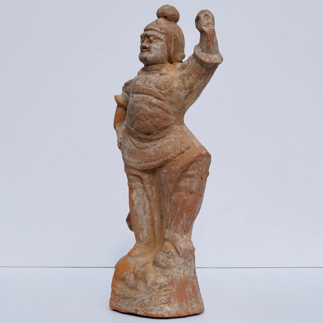 Asian Tang Dynasty Painted Terracotta Sculpture of a Lokapala For Sale - Image 3 of 8