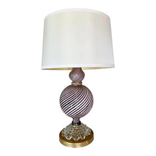 Mid Century Aventurine Filigrana Dino Martens Murano Table Lamp For Sale