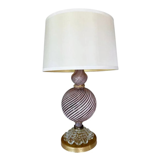Mid Century Aventurine Filigrana Dino Martens Murano Table Lamp For Sale
