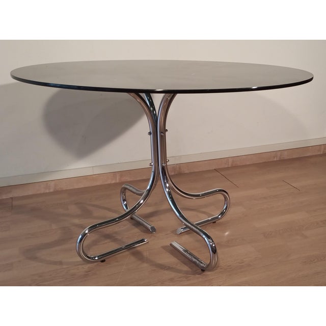 Mid-Century Modern Vintage Italian Smoked Glass Chrome Coffee Table, 1970s For Sale - Image 3 of 18