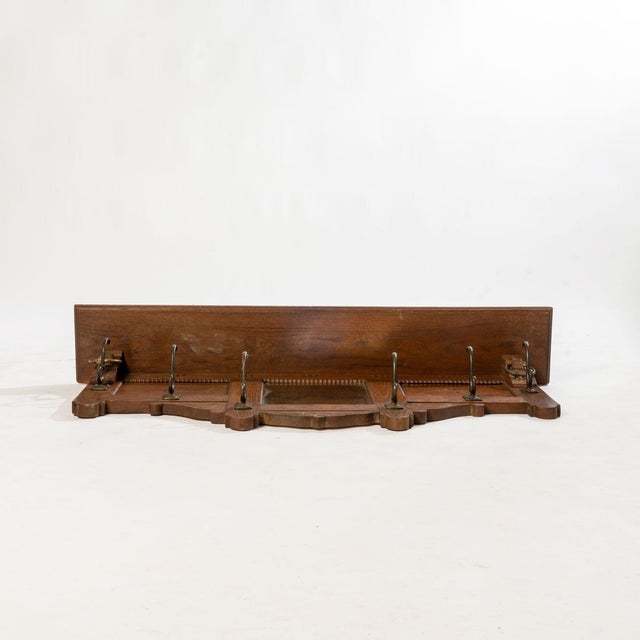 Rustic European Early 20th Century French Carved Oak Hat/Coat Rack With Beveled Glass Mirror For Sale - Image 3 of 13