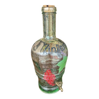 Hand Painted Blown Glass Zinfadel Wine Decanter/ Dispenser For Sale