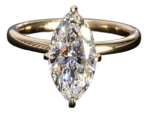 14k Yellow Gold Ring | Certified - 2.57ct F/Vs1 Marquise Lab-Diamond | Size 6.75