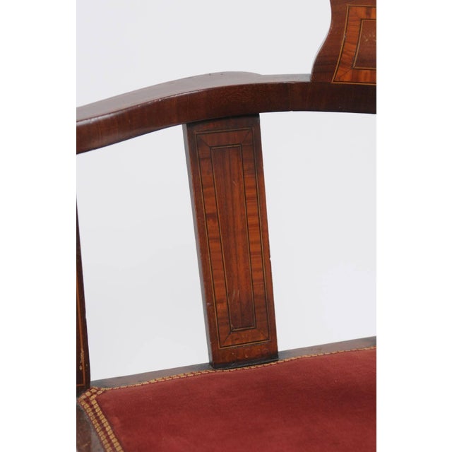 Brown French 1900s Mahogany Corner Child Chair with Crossbanding and Tapered Legs For Sale - Image 8 of 9