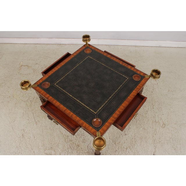 1990s Maitland Smith Leather Top Game Table For Sale - Image 5 of 18