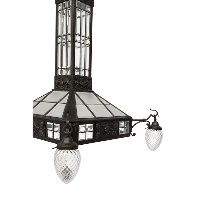 Large Italian Art Nouveau Chandelier in Wrought Iron, 1930 For Sale - Image 3 of 12