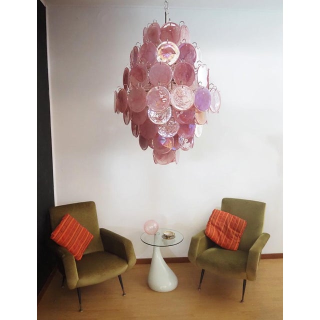Large Vintage Italian Murano Chandelier with Pink Alabaster Disks, 1990s For Sale - Image 14 of 18